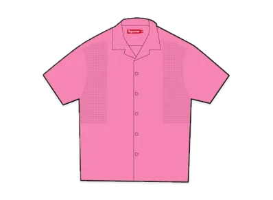 Supreme Mesh Panel Linen S/S Shirt "Pink"