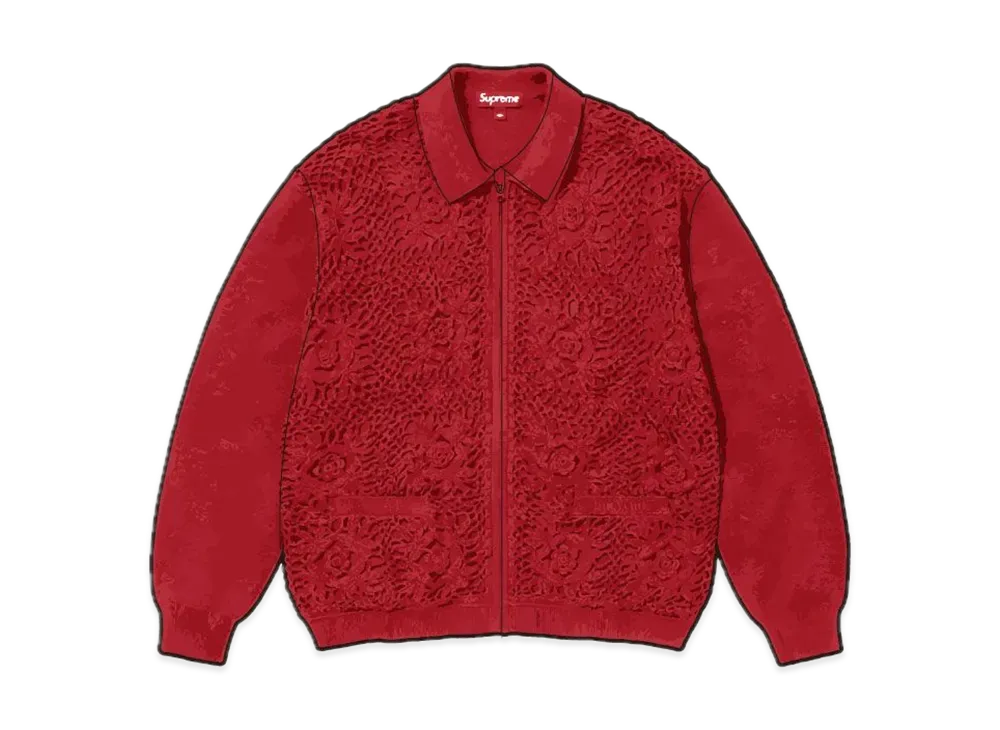Supreme Crochet Zip Up Cardigan "Dark Red"