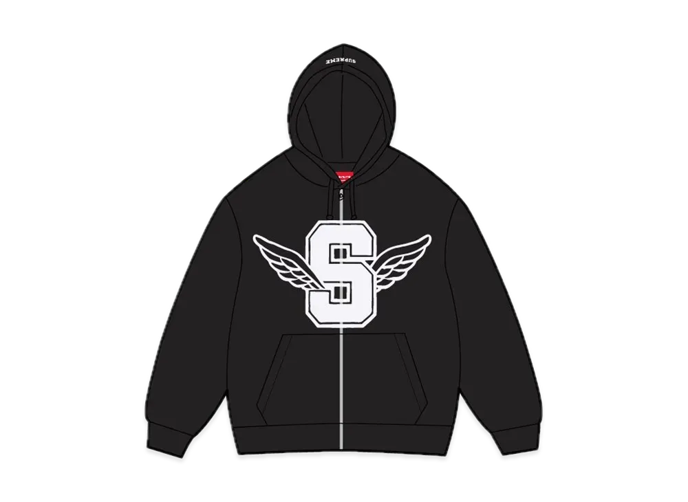 Supreme Wings Zip Up Hooded Sweatshirt "Black"