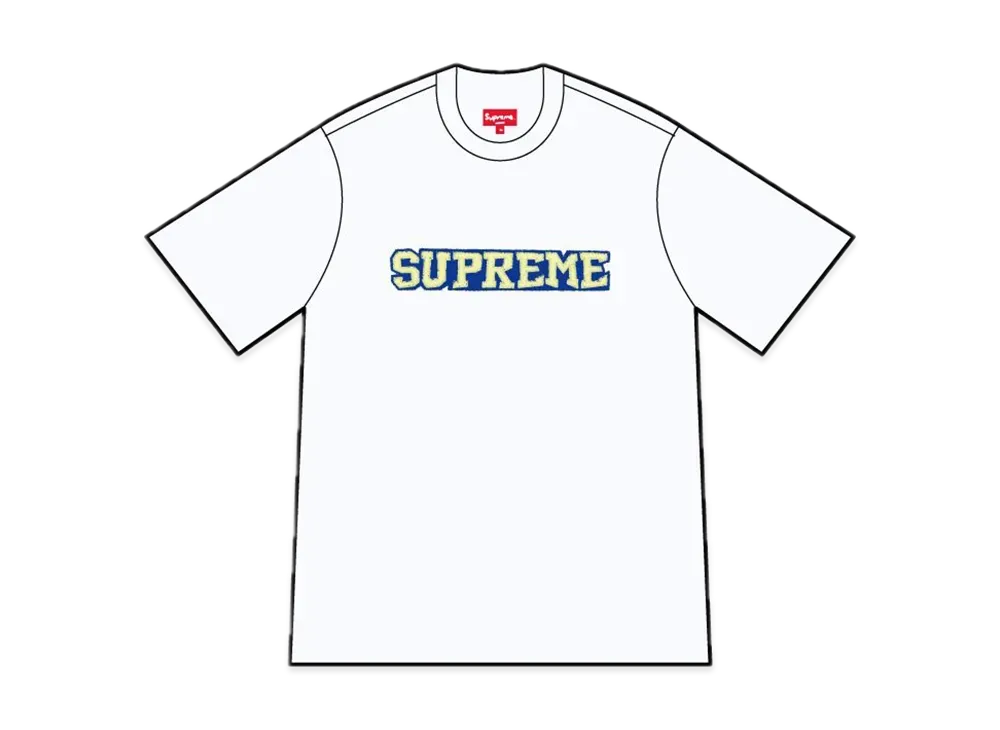 Supreme Satin Applique S/S Top "White"