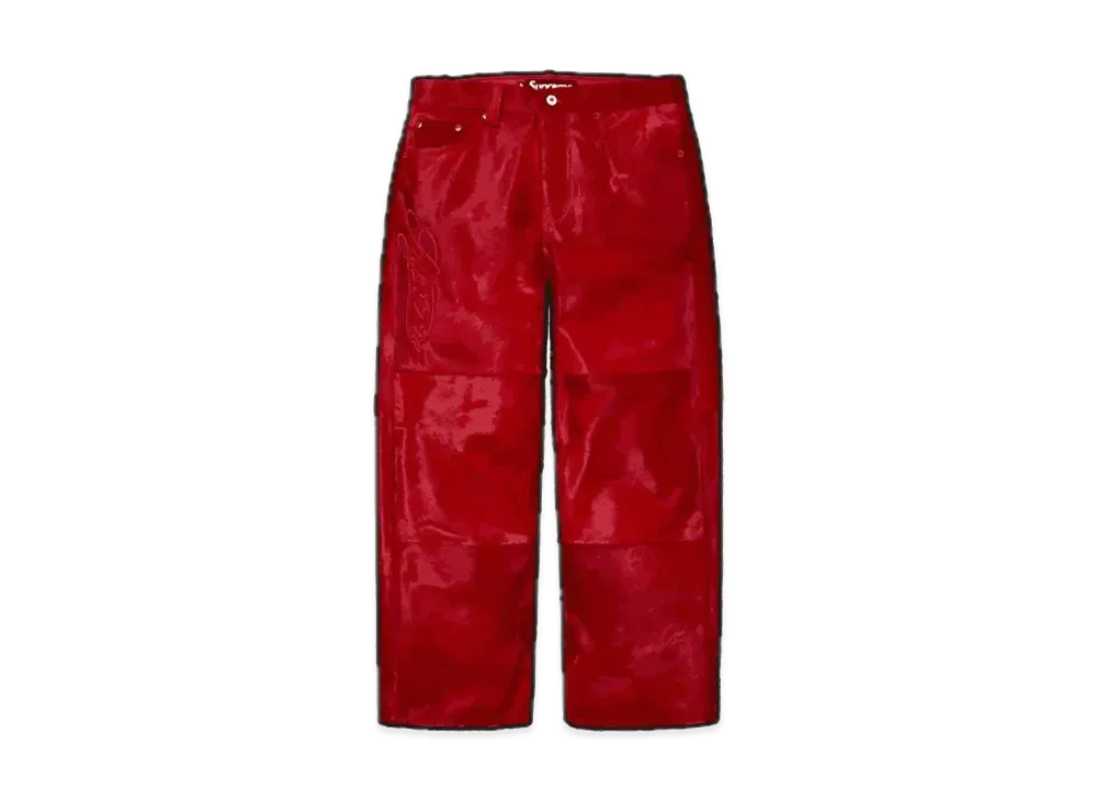Supreme Ponyhair Loose Fit 5-Pocket Jean "Red"