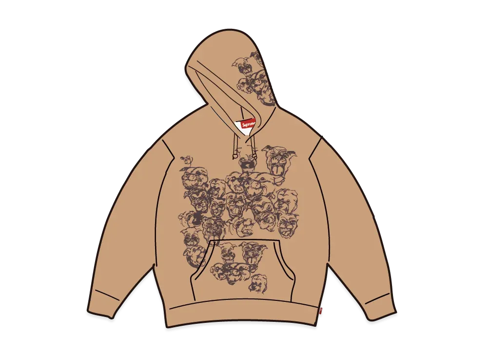Supreme Pitbulls Embroidered Hooded Sweatshirt "Light Tan"