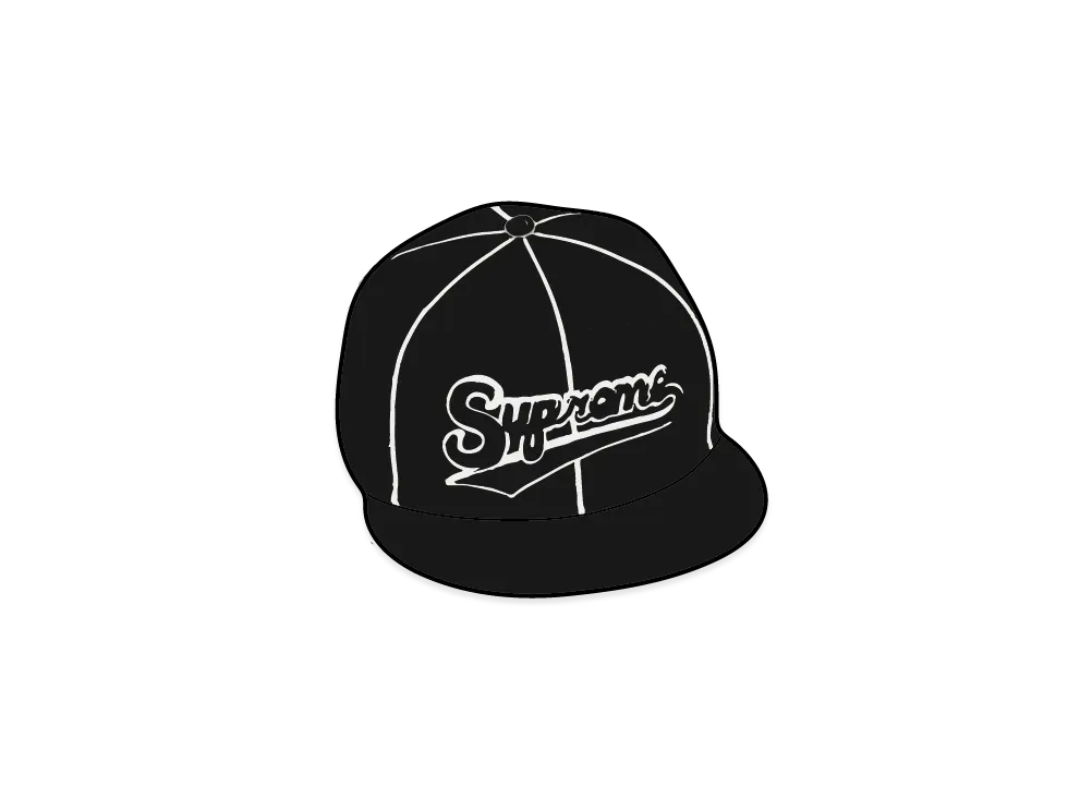 Supreme Piping Script Logo New Era "Black"