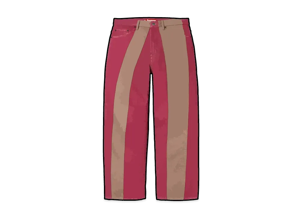 Supreme Paneled Stripe Baggy Jean "Red"