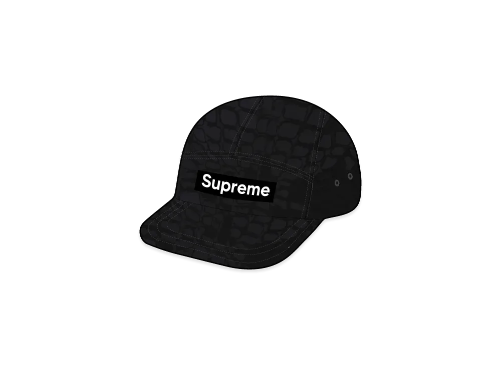 Supreme Frayed Croc Denim Camp Cap "Black"
