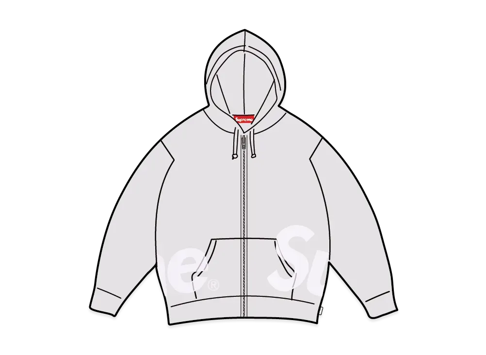 Supreme Big Logo Zip Up Hooded Sweatshirt "Ash Grey"