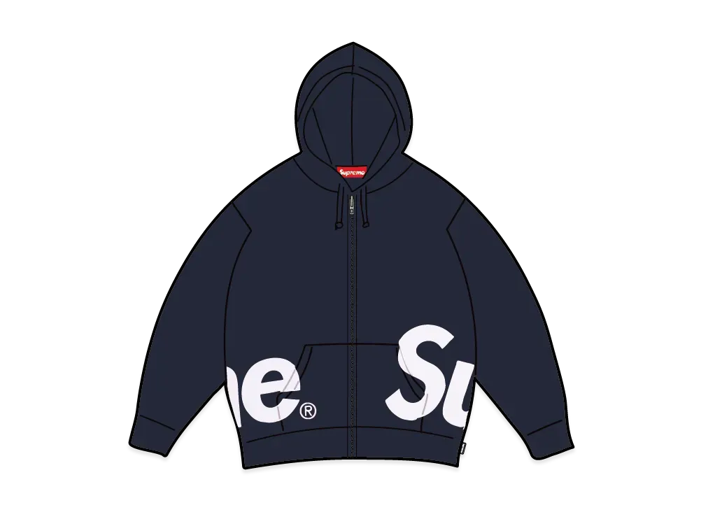 Supreme Big Logo Zip Up Hooded Sweatshirt "Navy"