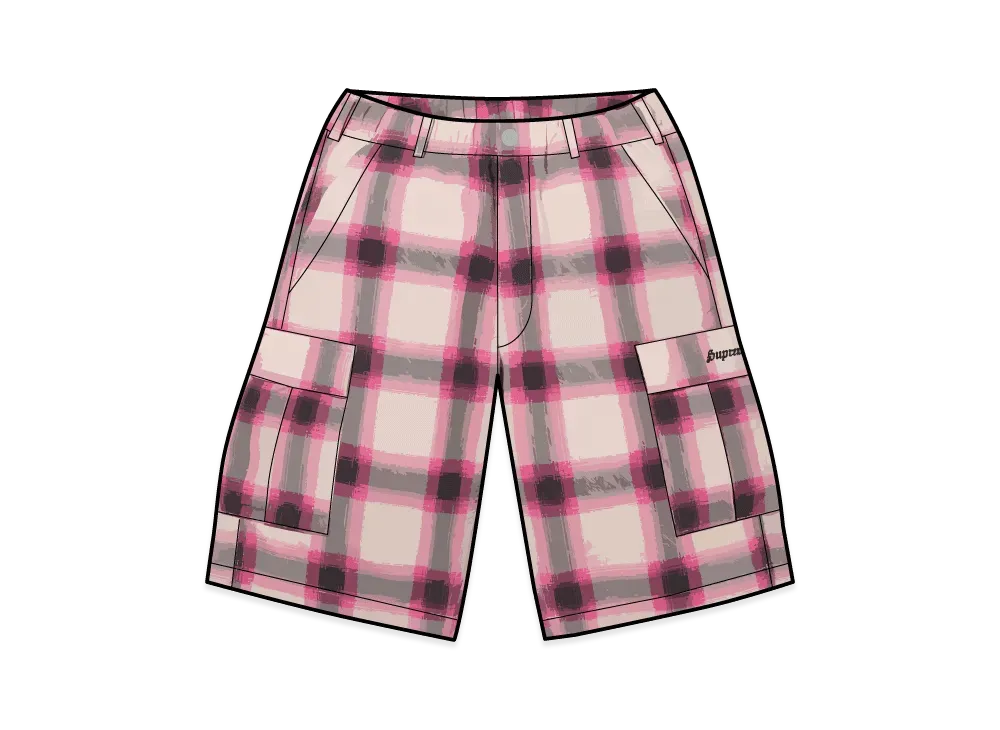 Supreme Shadow Plaid Cargo Short "Pink"