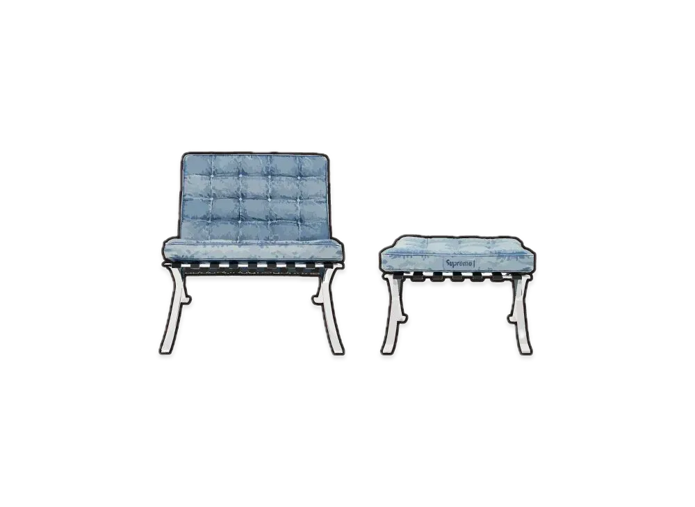 Supreme x Knoll Denim Barcelona Chair + Ottoman "Denim"