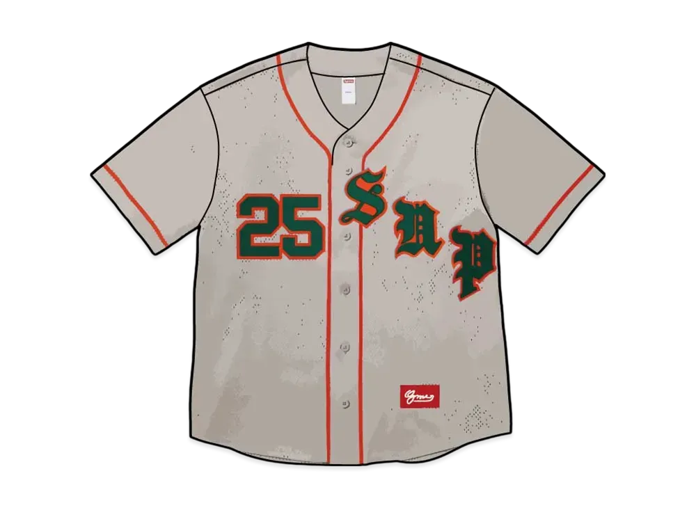 Supreme Old English Baseball Jersey "Grey"
