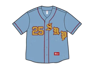Supreme Old English Baseball Jersey "Light Blue"