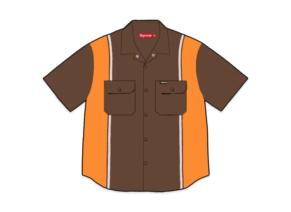 Supreme Reflective Stripe S/S Work Shirt "Brown"