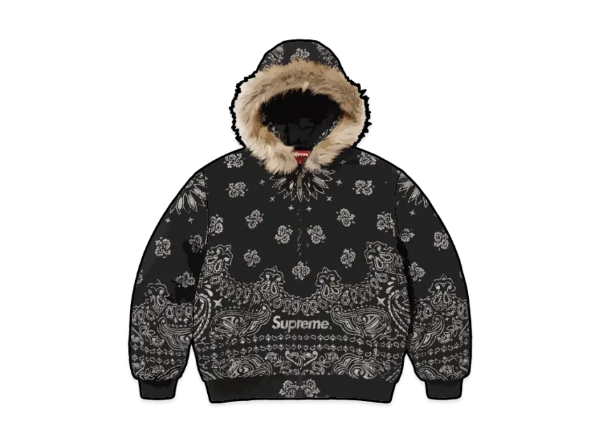 Supreme★バンダナ ジャカード デニム フード ワーク ジャケット Supreme Bandana Jacquard Denim Hooded Work Jacket