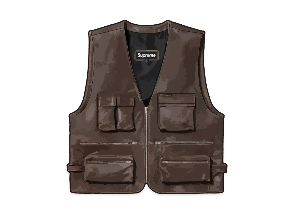 Supreme Leather Cargo Vest "Brown"