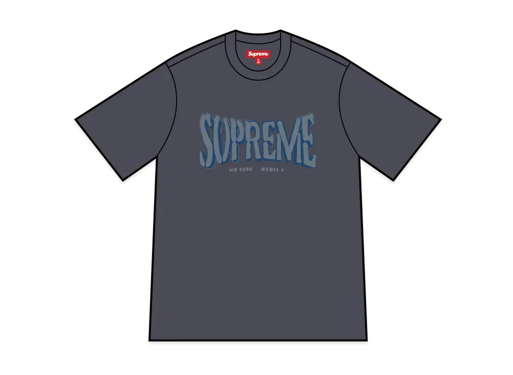 Supreme Flocked Washed S/S Top "Navy"