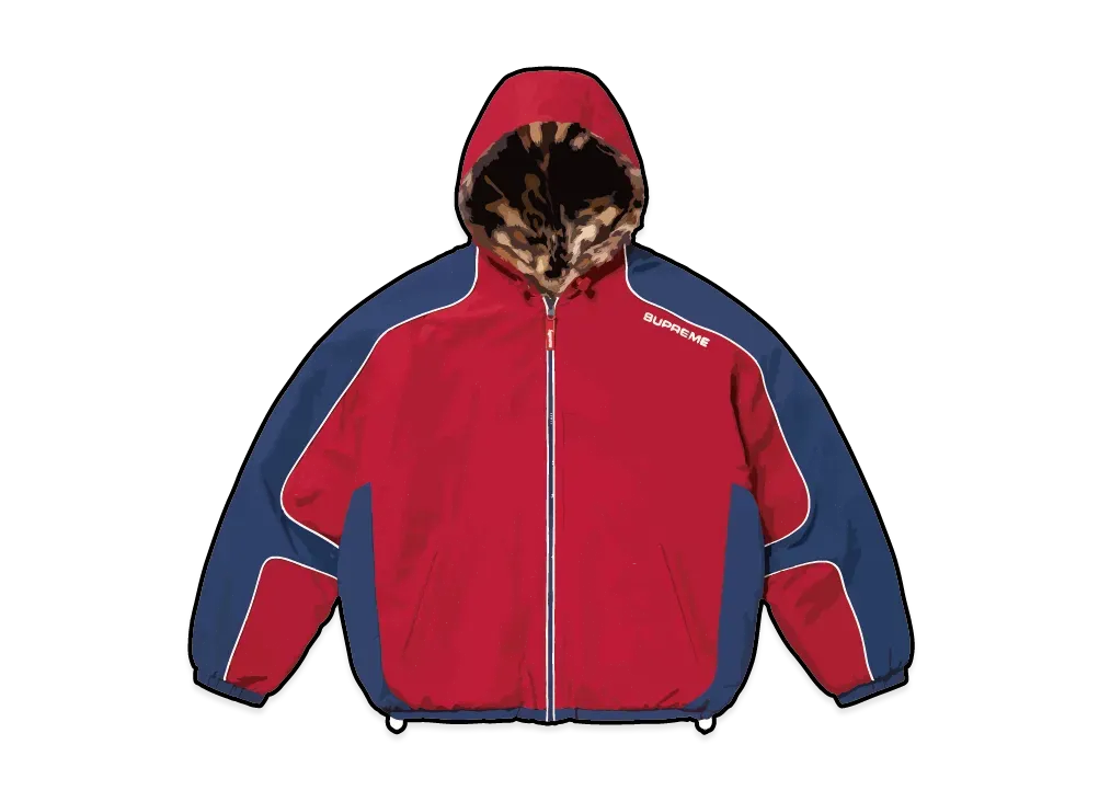 Supreme Faux Fur Reversible Hooded Track Jacket "Red"
