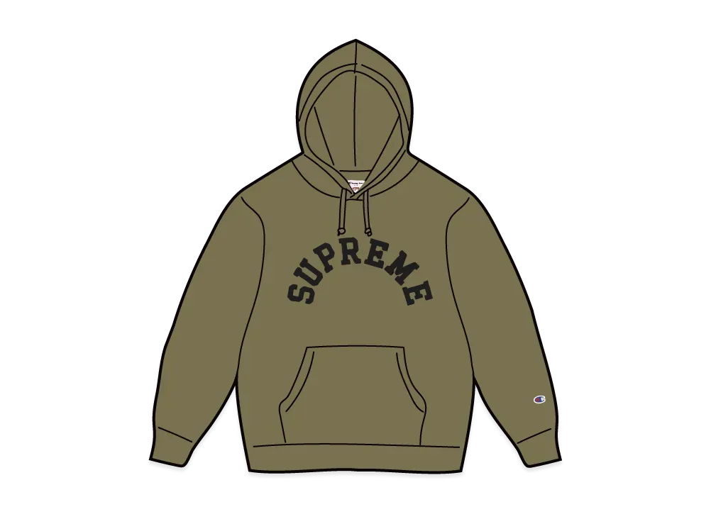 【Supreme x Champion】Hooded Sweatshirt★Olive★25SS★ Supreme Champion Hooded Sweatshirt (SS25) - $158