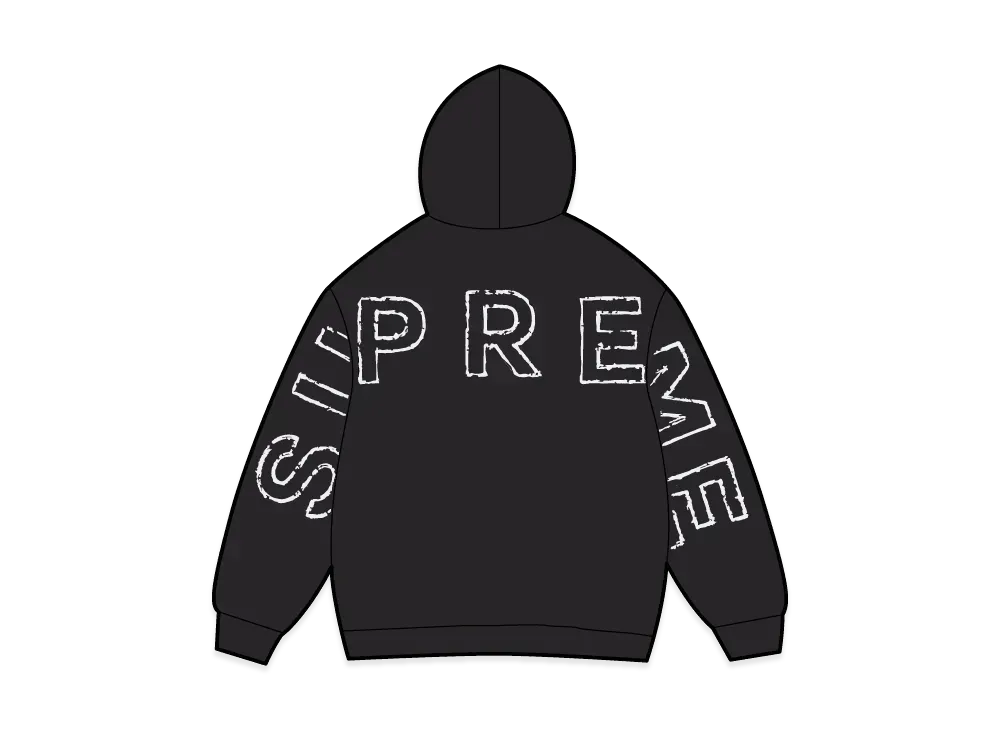 Supreme Frayed Hooded Sweatshirt "Black"