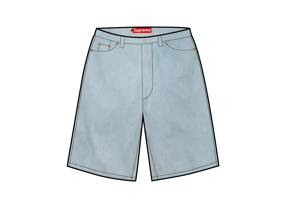 パンツ supreme baggy denim short Washed Blue Supreme Script Baggy Denim Short Washed Indigo Men's - SS24 - US