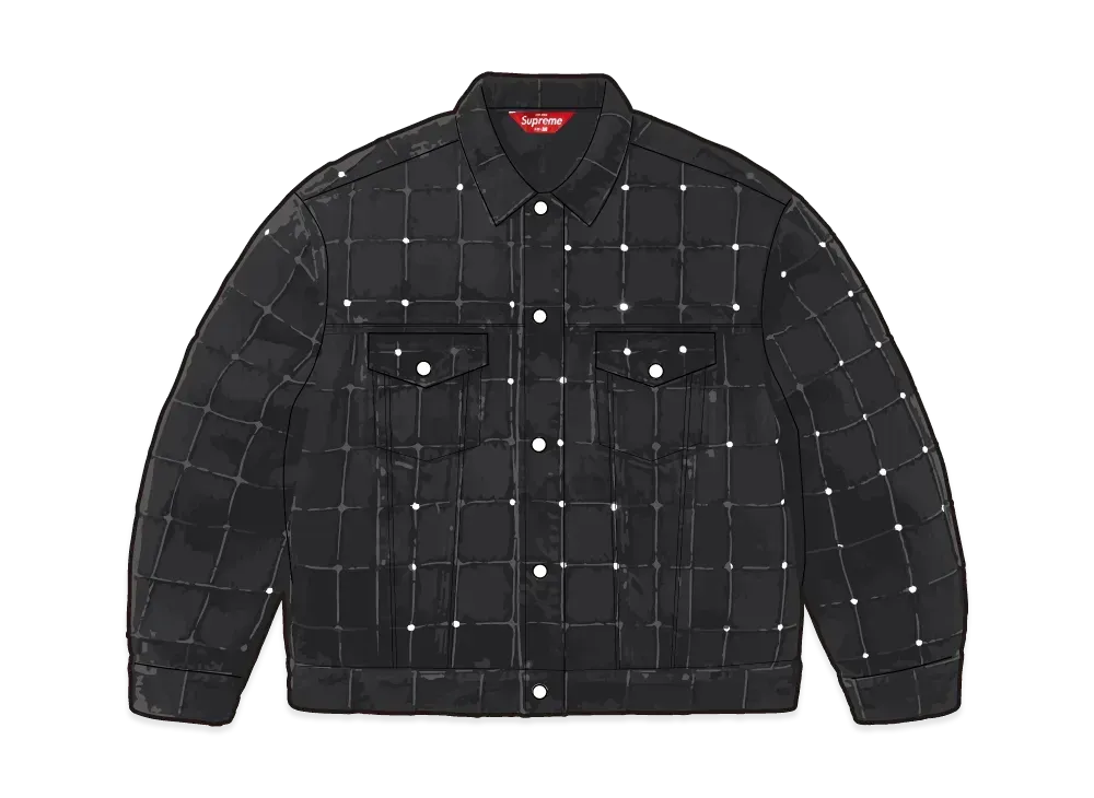 Supreme Studded Seam Denim Trucker Jacket "Black"