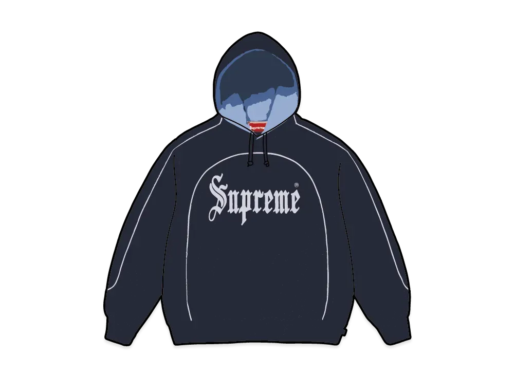 Supreme Curve Piping Hooded Sweatshirt "Navy"