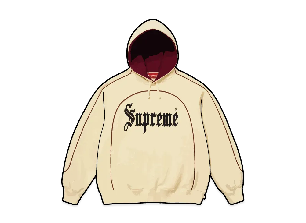 Supreme Curve Piping Hooded Sweatshirt "Natural"