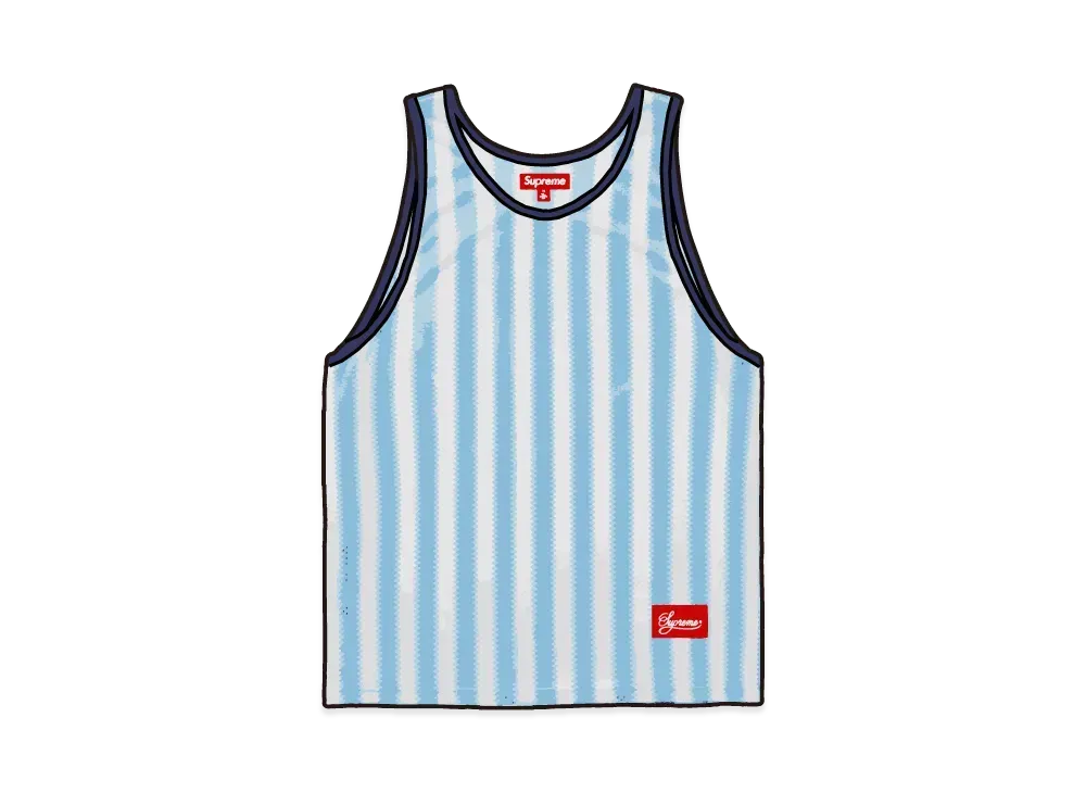 Supreme Stripe Mesh Tank Top "Blue"