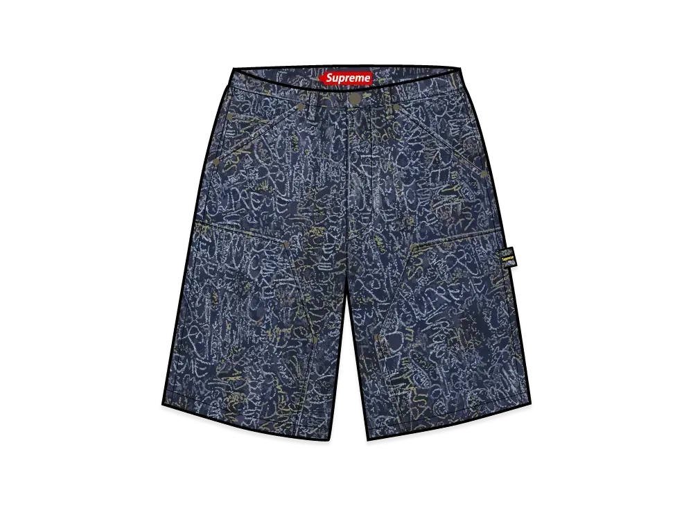 Supreme Handwriting Double Knee Denim Short "Indigo"