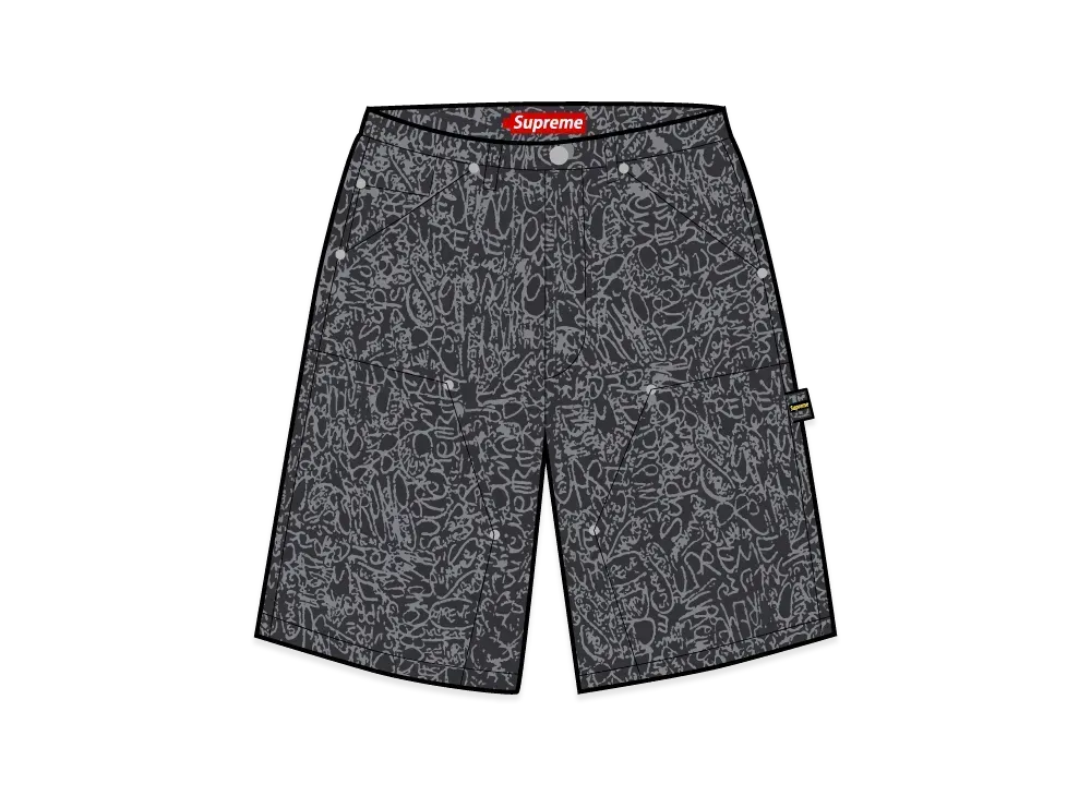 Supreme Handwriting Double Knee Denim Short "Black"