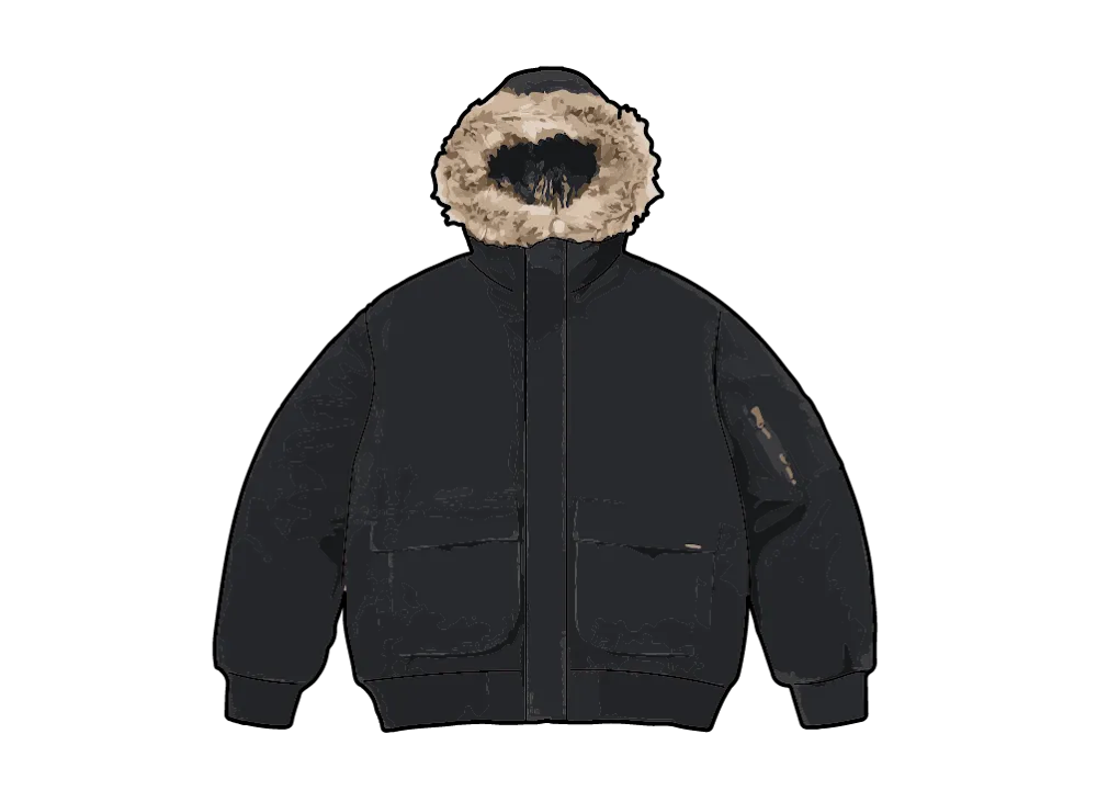 シュプリーム リバーシブル フェイクファー フーデッドワークジャケット "ブラック"