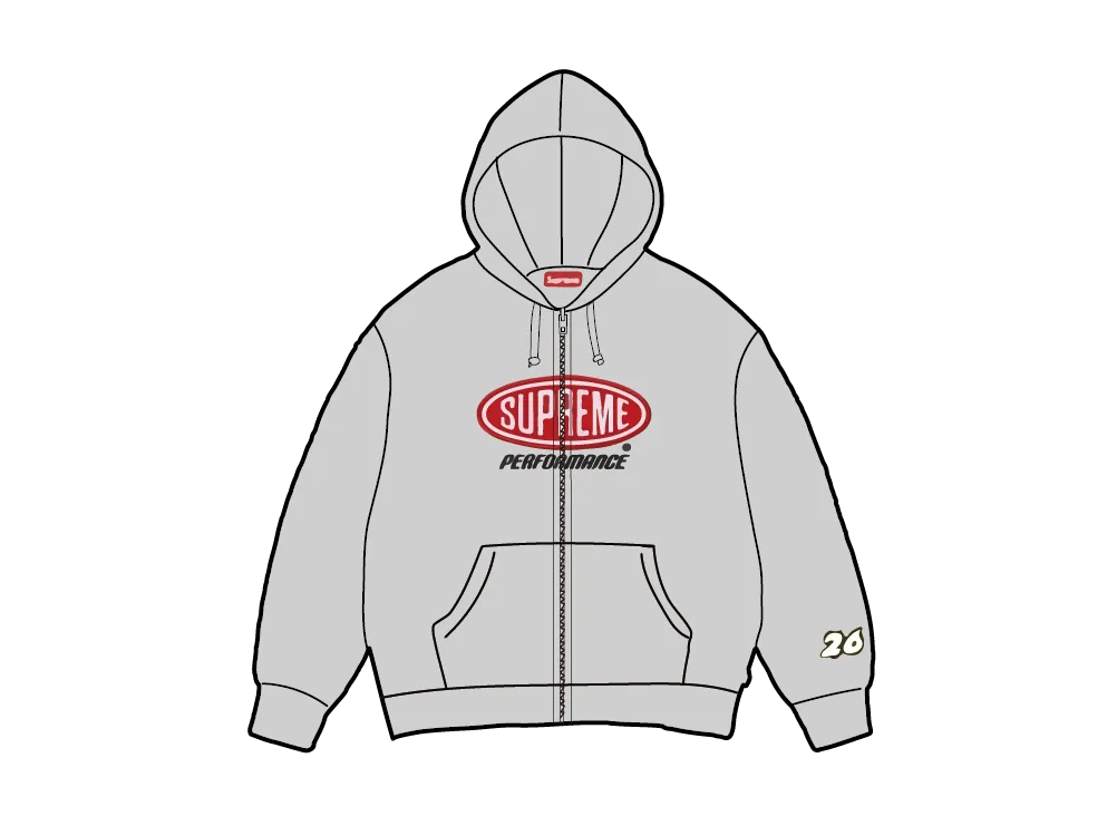 Supreme Performance Zip Up Hooded Sweatshirt "Heather Grey"