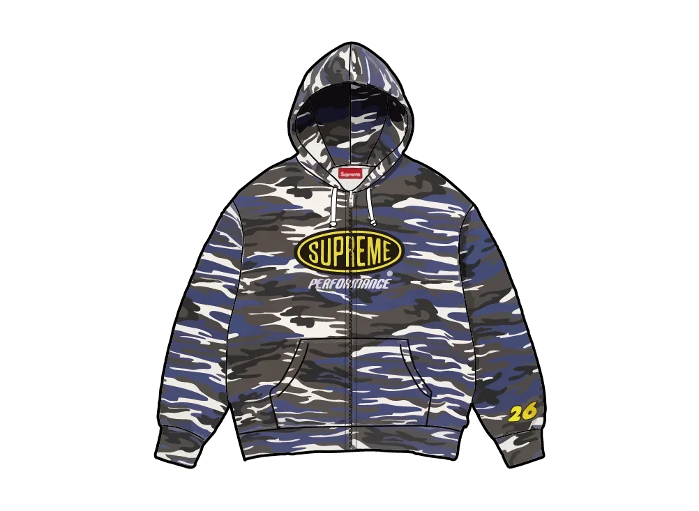 Supreme Performance Zip Up Hooded Sweatshirt "Blue Camo"