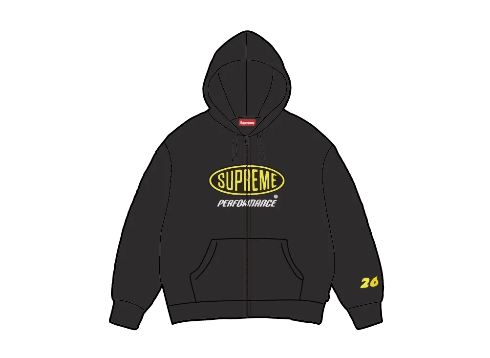 シュプリーム パフォーマンス ジップアップ フーデッドスウェットシャツ "ブラック"