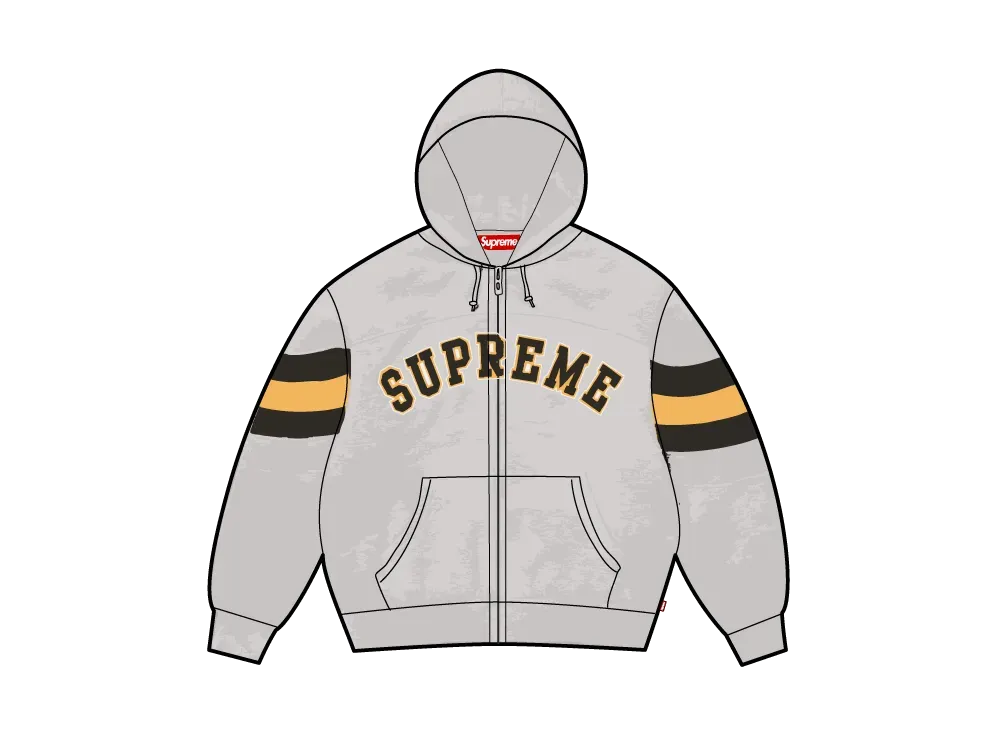 Supreme Filled Zip Up Hooded Sweatshirt "Heather Grey"