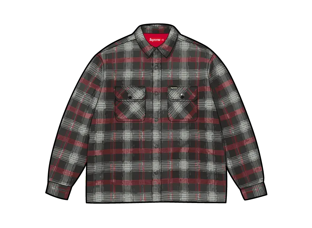 シュプリーム キルテッドラインド フランネルスナップシャツ "ブラック"