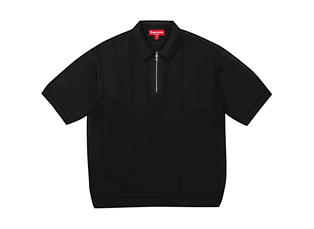 シュプリーム ビーデッド ジップポロ "ブラック"