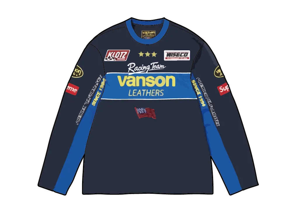 シュプリーム x バンソンレザーズ ロングスリーブトップ "ネイビー"