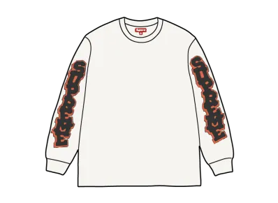 Supreme Cracked Sleeve L/S Top "Washed White"