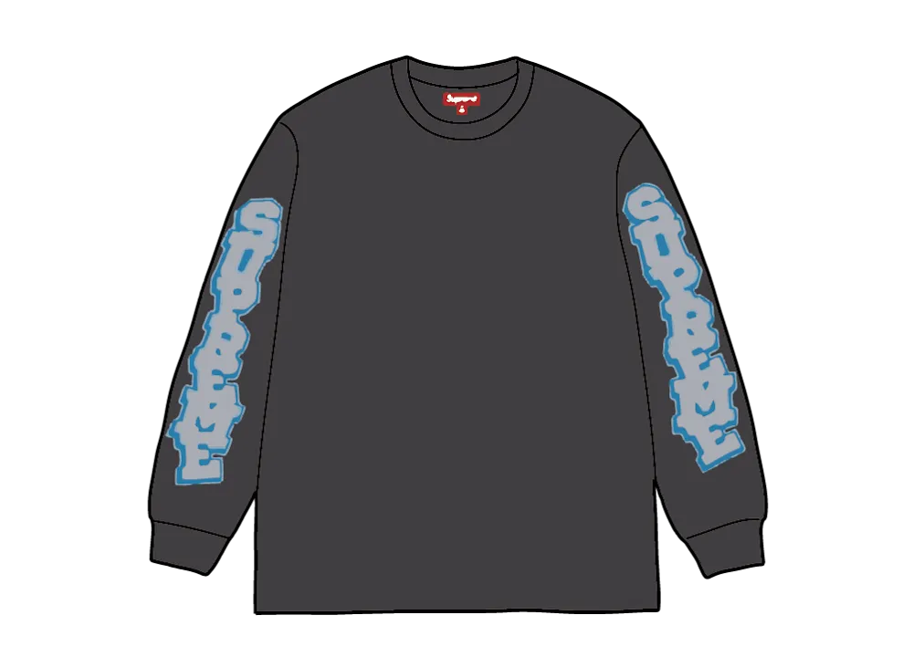 シュプリーム クラックドスリーブ ロングスリーブトップ "ウォッシュドブラック"