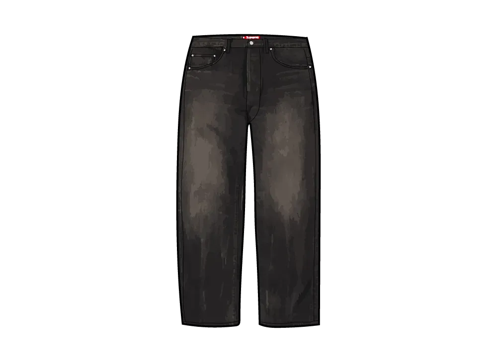 シュプリーム ディストレスト ルーズフィット セルビッジジーンズ (26SS) "ウォッシュドブラック"