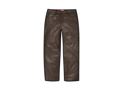 Supreme S Logo Leather Baggy 5-Pocket Jean "Brown"