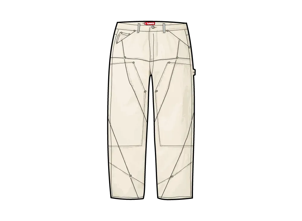 Supreme Contrast Stitch Double Knee Painter Jean "Natural"
