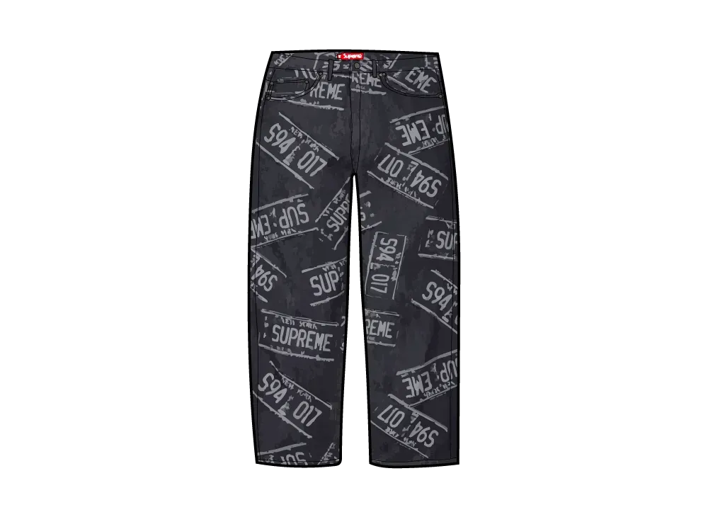 シュプリーム ライセンスプレート バギージーンズ "リジッドインディゴ"