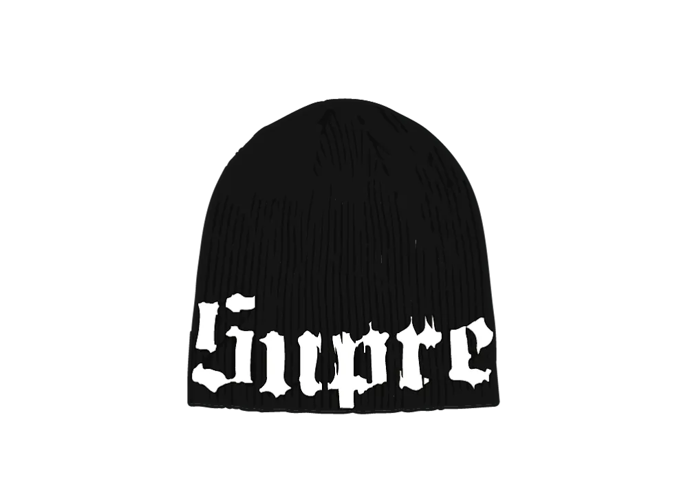 シュプリーム オールドイングリッシュ プリンテッドビーニー (26SS) "ブラック"