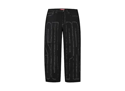 Supreme Inset Spellout Baggy Jean "Black"