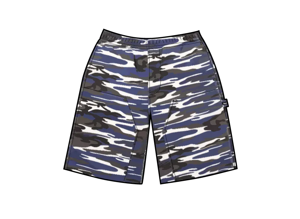 Supreme Double Knee Painter Sweatshort "Blue Camo"