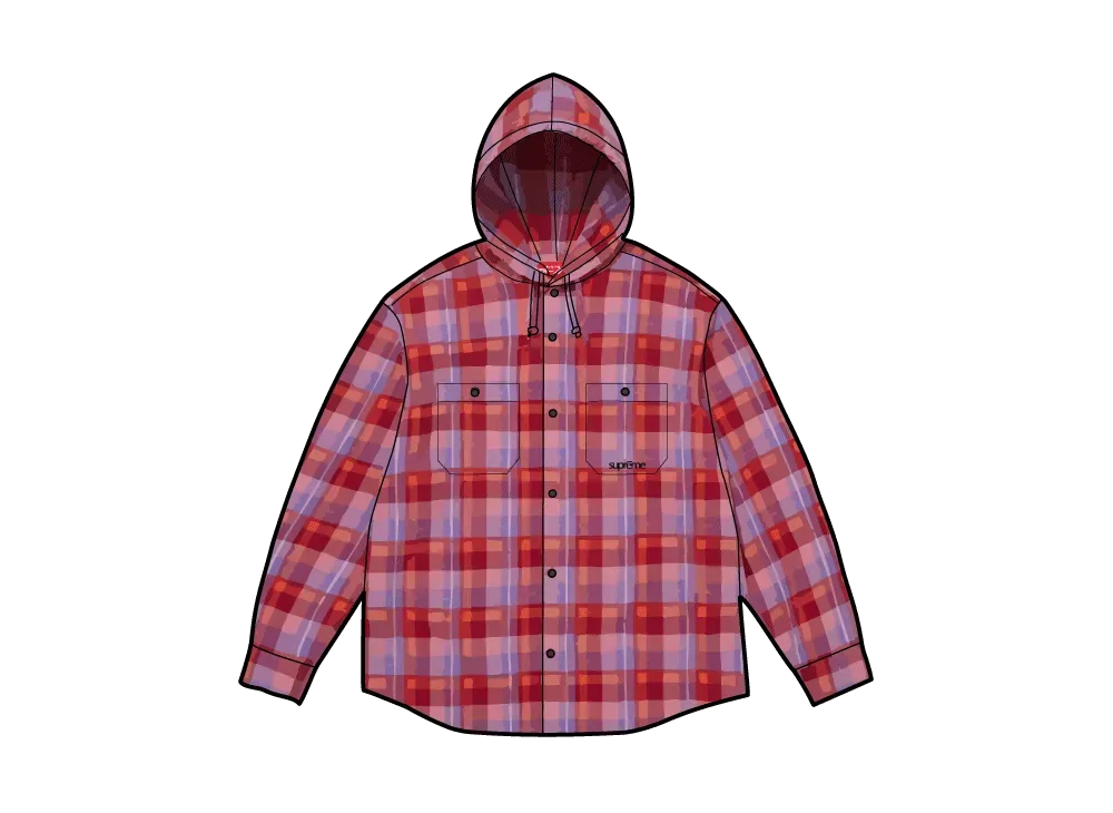 Supreme Hooded Flannel Shirt "Pink"