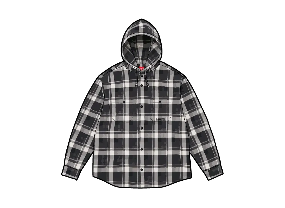Supreme Hooded Flannel Shirt "Black"