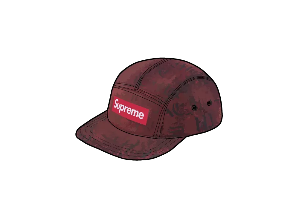 Supreme Stitched Old English Denim Camp Cap "Red"