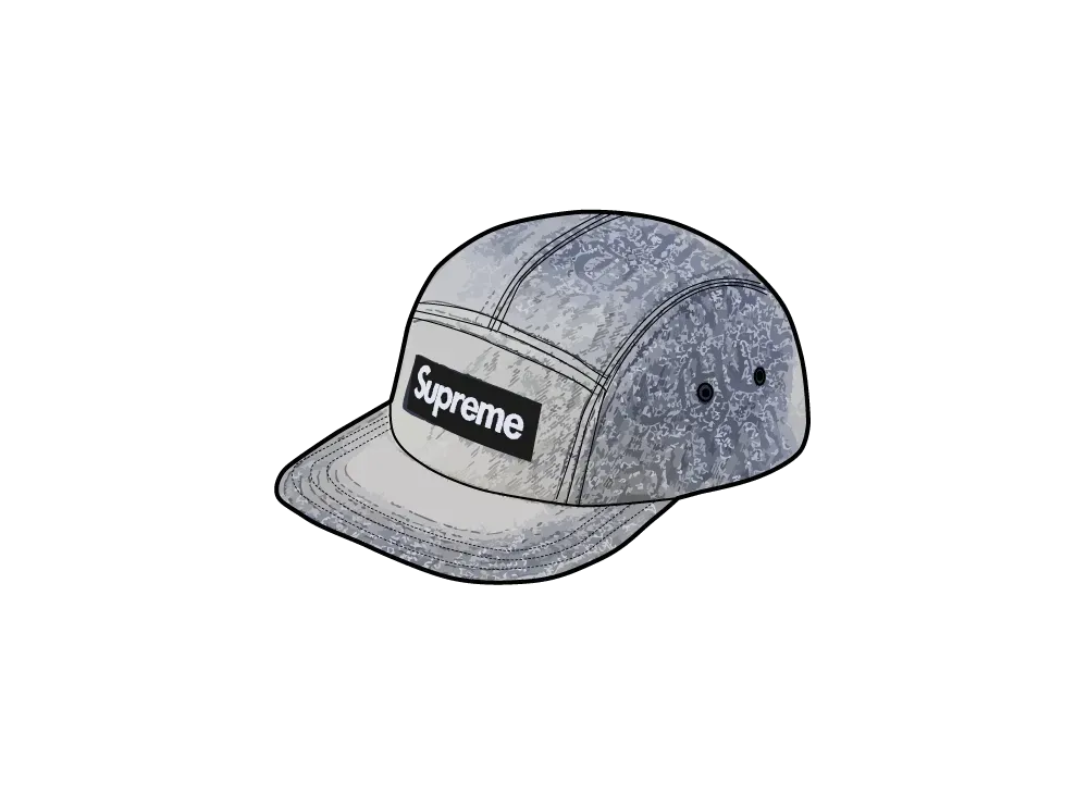 Supreme Stitched Old English Denim Camp Cap "Blue"